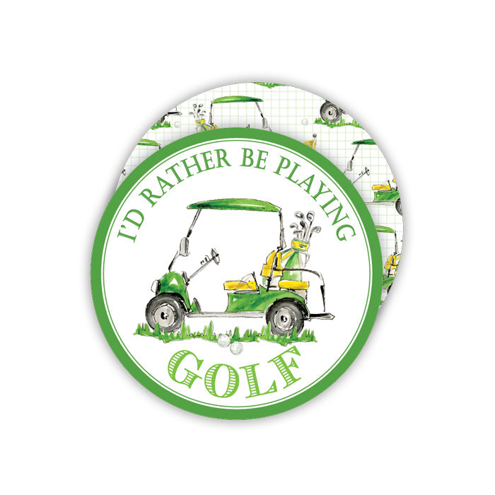 I'd Rather Be Playing Golf Golf Cart Club Bag Round Coaster