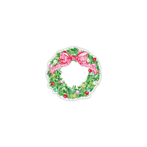 Wreath with Colorful Ornaments Cup Accent
