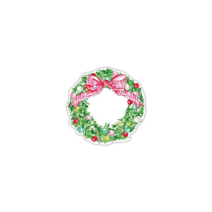 Wreath with Colorful Ornaments Cup Accent