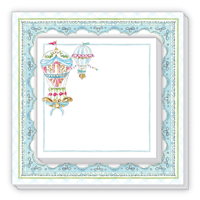 Blue Sweet Border with Blue Hot Air Balloons Notepad Duo