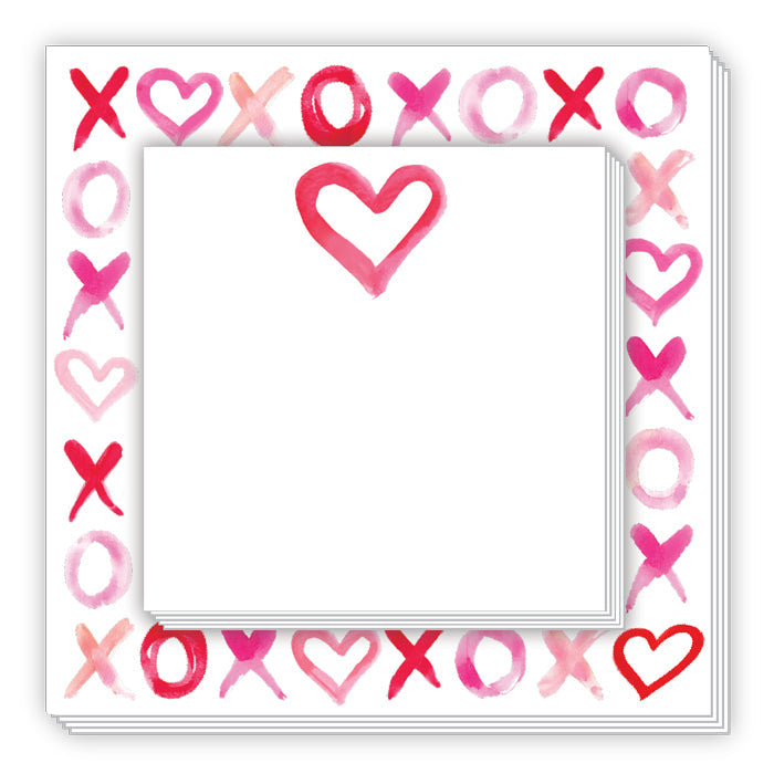 Hand Painted X's, O's and Hearts Notepad Duo
