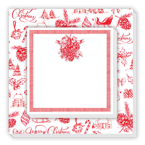 Red Christmas Toile Notepad Duo