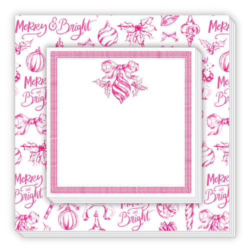 Pink Christmas Toile Notepad Duo