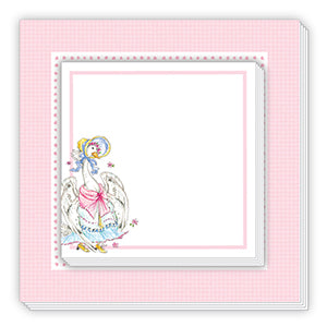 Mother Goose With Pink Ribbon Border Notepad Duo