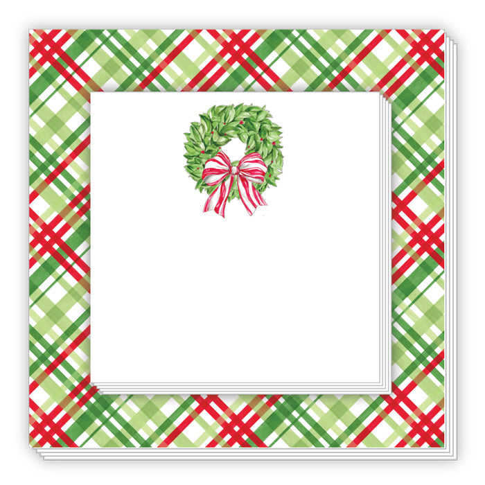 Christmas Wreath Red Green Green Plaid Notepad Duo