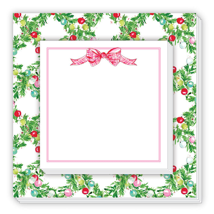 Pink Striped Bow Holly and Colorful Notepad Duo
