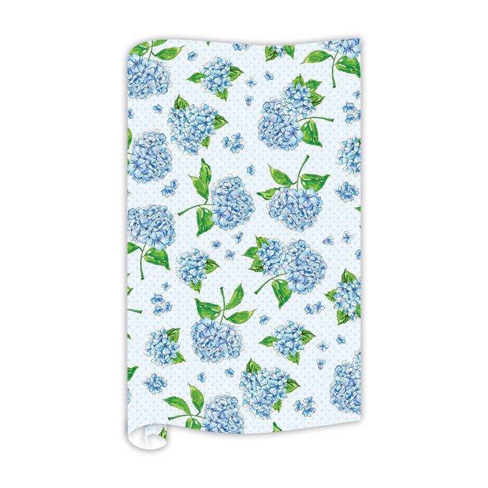 Hand Painted Blue Hydrangeas Wrapping Paper