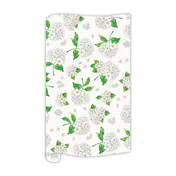 Hand Painted White Hydrangeas Wrapping Paper