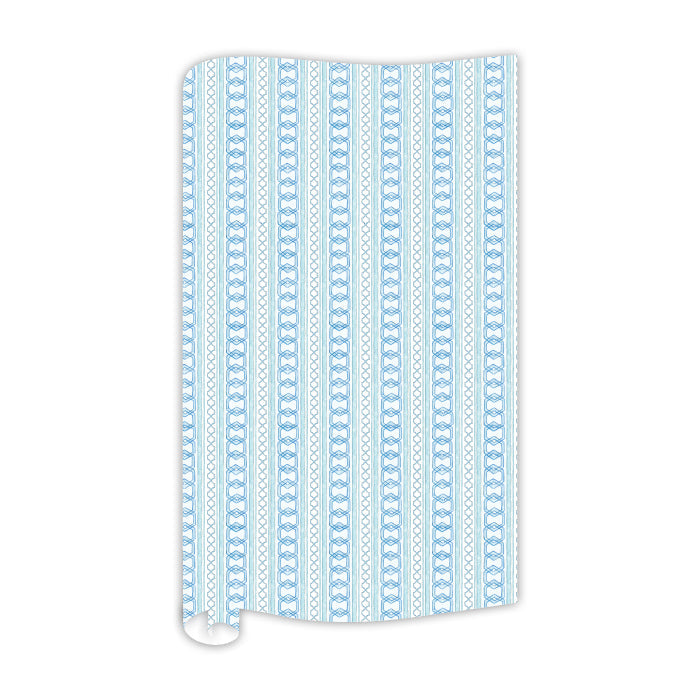 Hand Painted Blue Interlocking Pattern Wrapping Paper