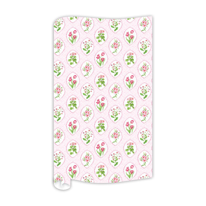 Hand Painted Pink Botanical Medallions Wrapping Paper