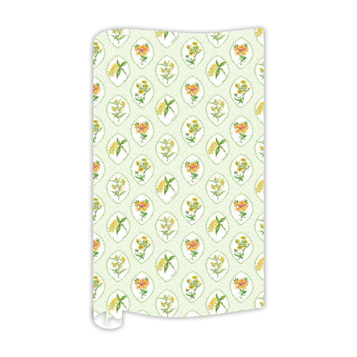 Hand Painted Green Botanical Medallions Wrapping Paper