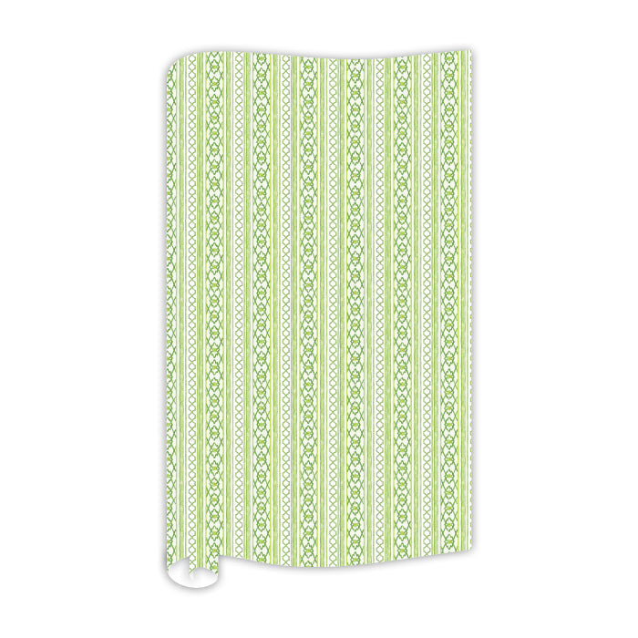 Hand Painted Green Interlocking Pattern Wrapping Paper