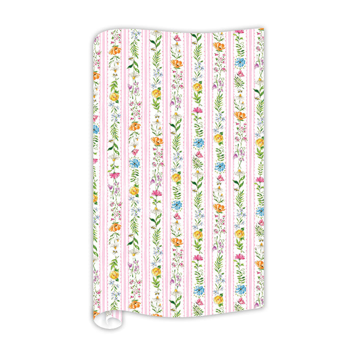 Hand Painted Botanical Stripe Wrapping Paper