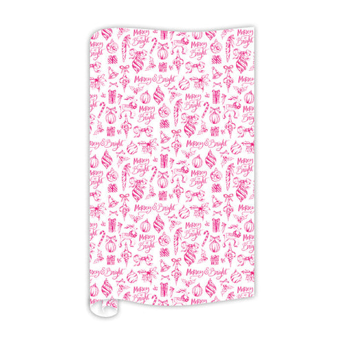 Pink Christmas Toile Gift Wrap