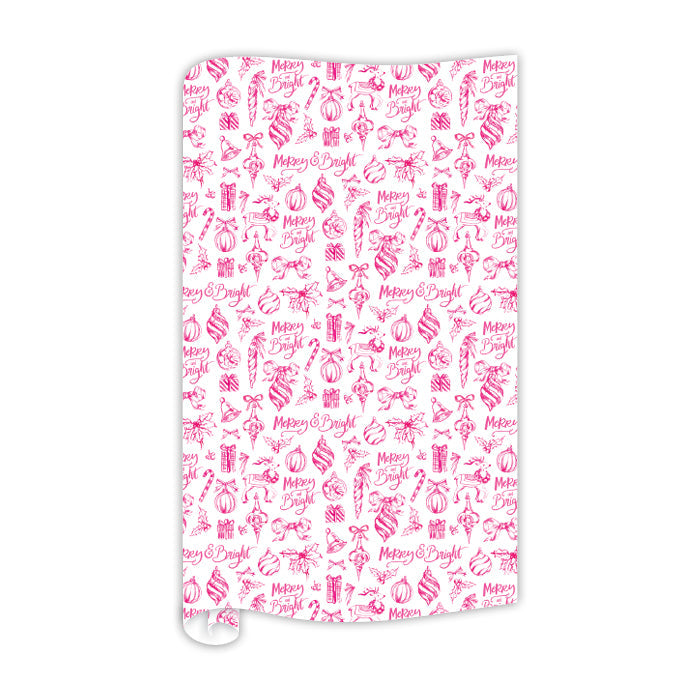 Pink Christmas Toile Gift Wrap