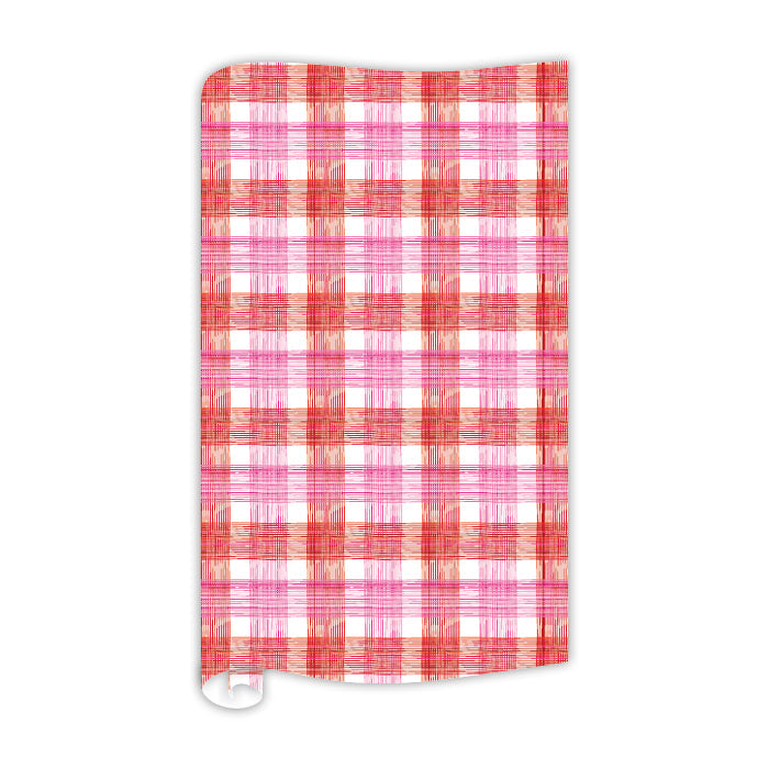 Red & Pink Wiggle Plaid Gift Wrap