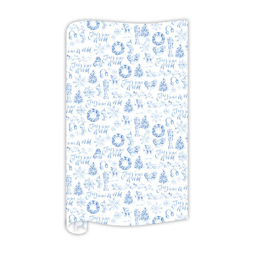 Blue Christmas Toile Gift Wrap