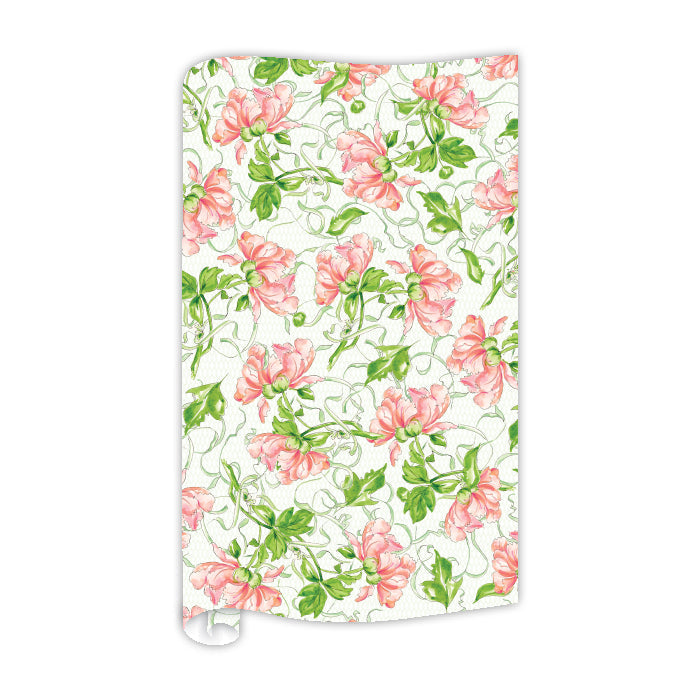 Garden Party Coral Flowers Wrapping Paper