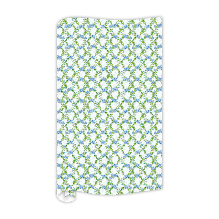 Garden Party Blue Floral Trellis Wrapping Paper