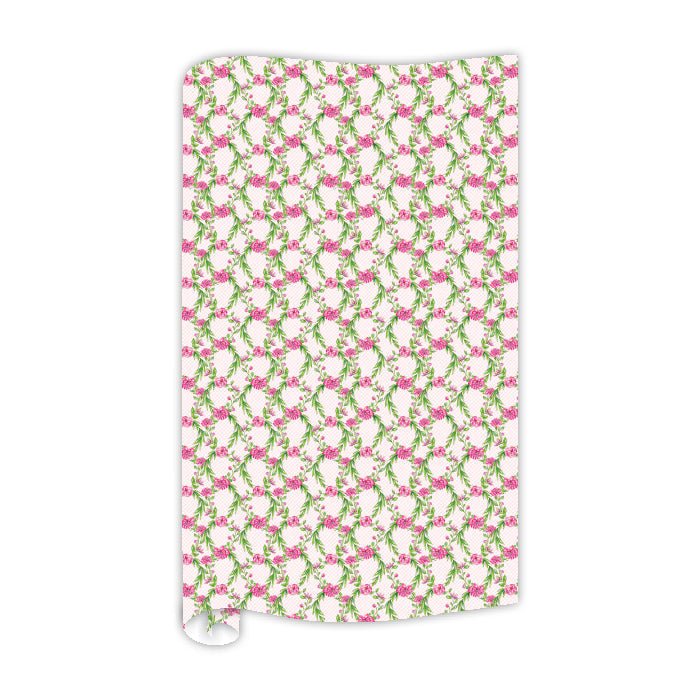 Garden Party Pink Floral Trellis Wrapping Paper