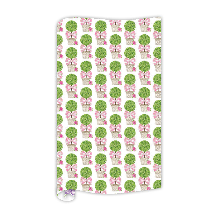 Garden Party Topiaries With Pink Bow Wrapping Paper