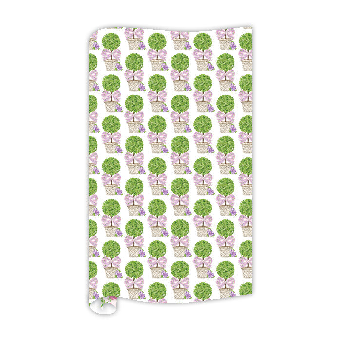 Garden Party Topiaries With Lavender Bow Wrapping Paper