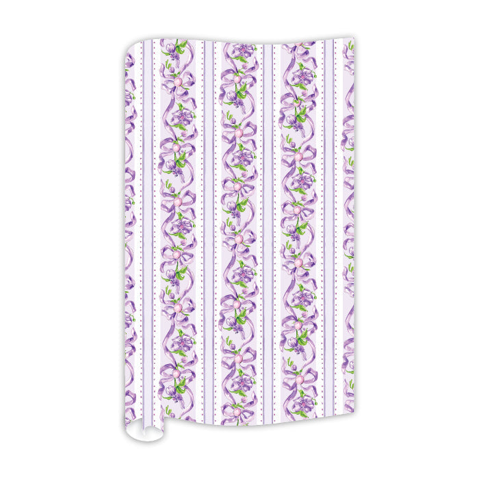 Garden Party Lavender Floral Stripe Wrapping Paper