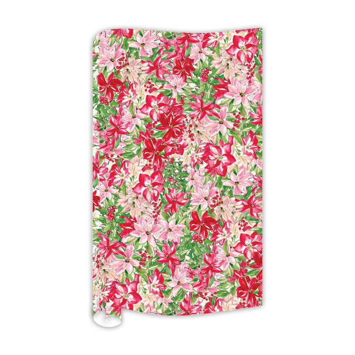 Red and Green Poinsettias Wrapping Paper