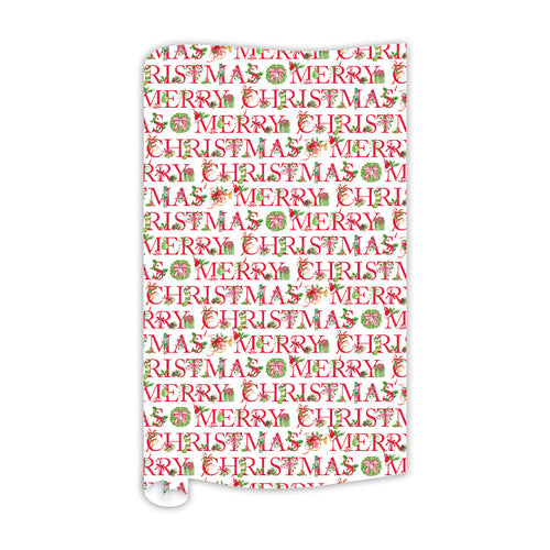 Merry Christmas Red and Green Icons Wrapping Paper