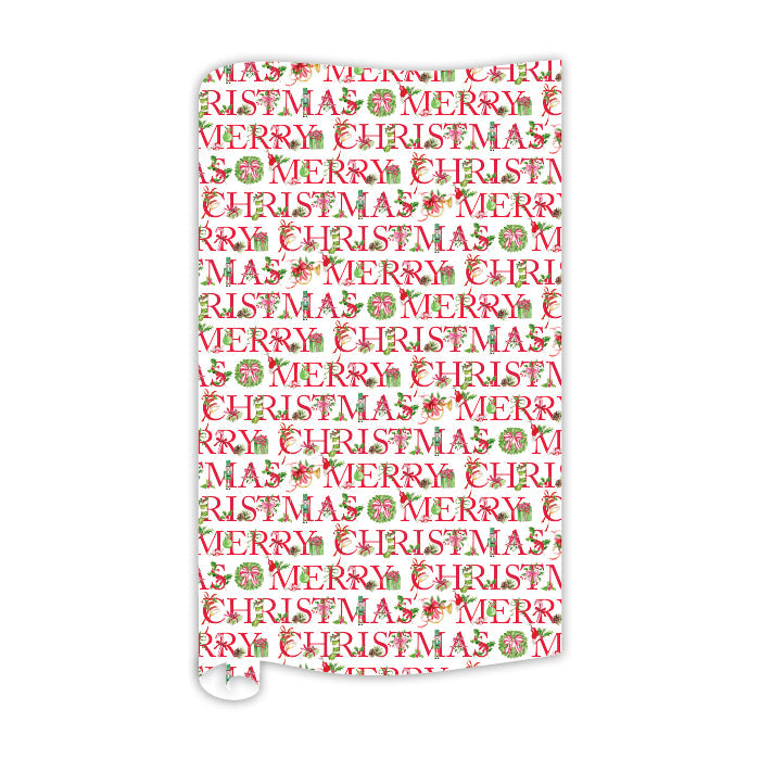 Merry Christmas Red and Green Icons Wrapping Paper