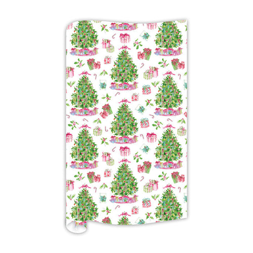 Pink Christmas Tree Colorful Ornament Wrapping Paper