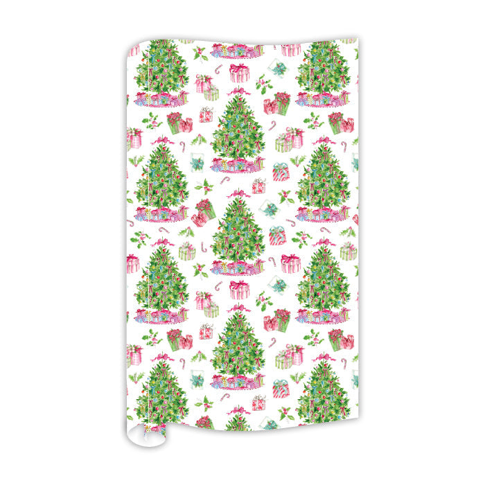 Pink Christmas Tree Colorful Ornament Wrapping Paper