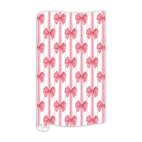 Red Striped Bow Stripes Wrapping Paper