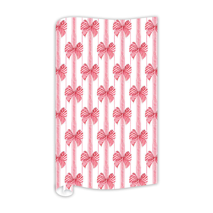 Red Striped Bow Stripes Wrapping Paper
