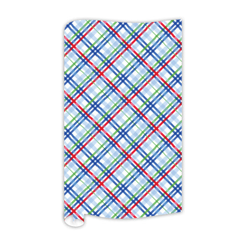 Blue Red and Green Plaid Wrapping Paper
