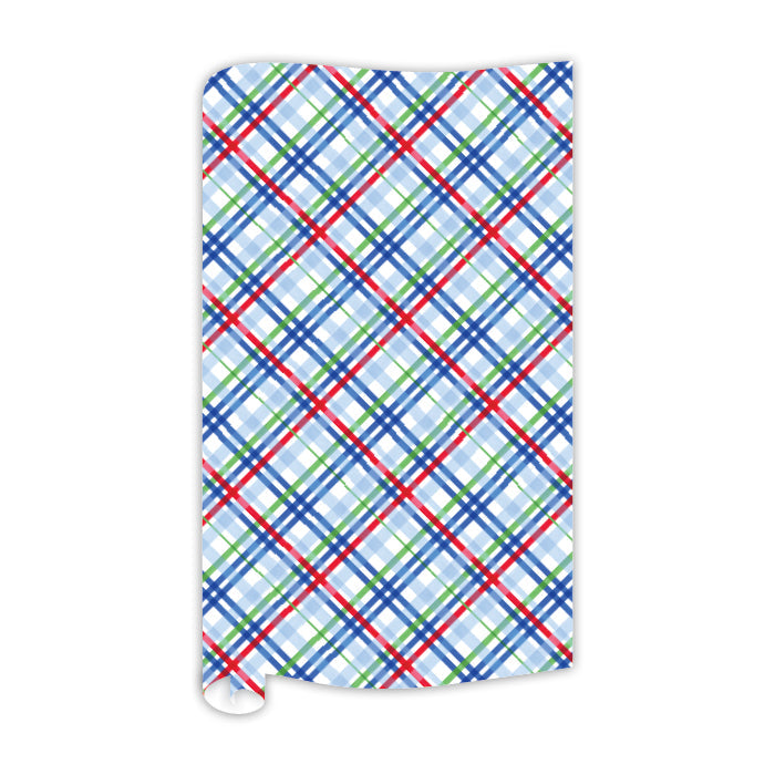 Blue Red and Green Plaid Wrapping Paper