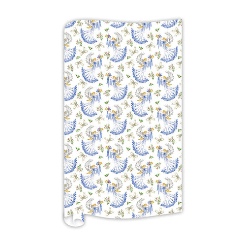 Blue Angel with Trumpet Pattern Wrapping Paper