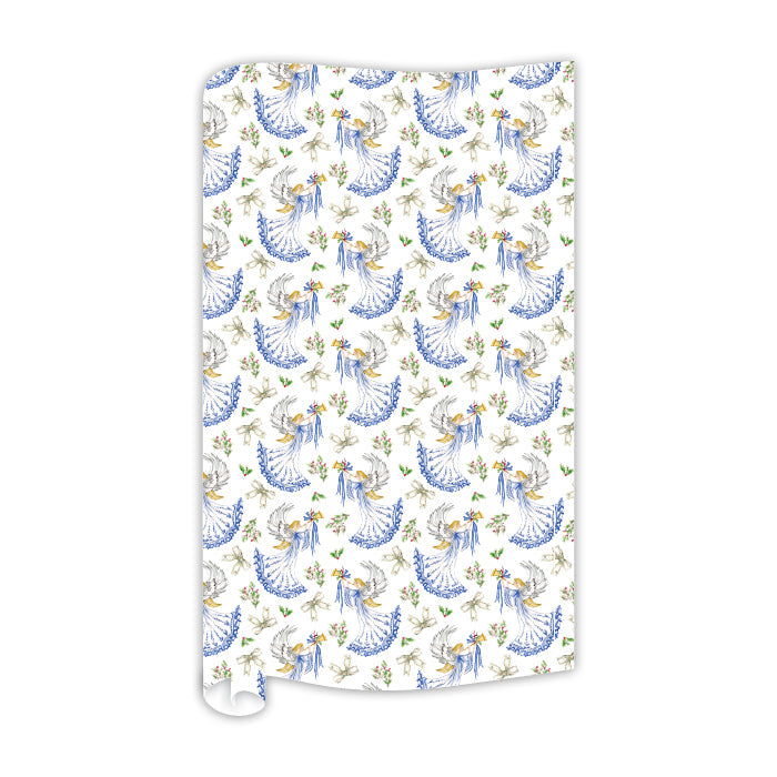 Blue Angel with Trumpet Pattern Wrapping Paper
