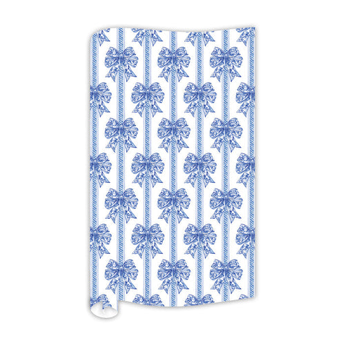 Blue Chinoiserie Bows Stripes Wrapping Paper