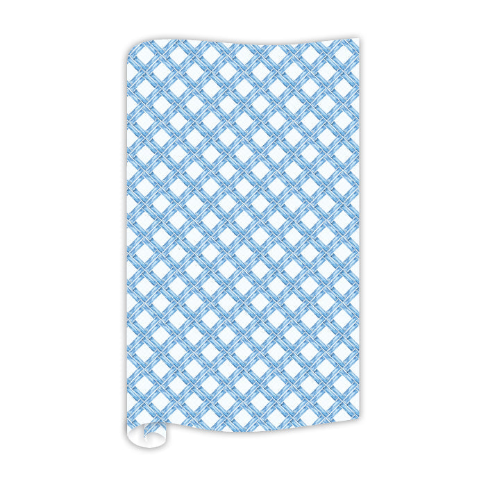 French Blue Interlocking Bamboo Wrapping Paper