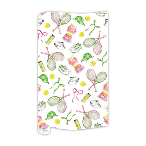 Tennis Icons Pattern Pink and Green Gift Wrap