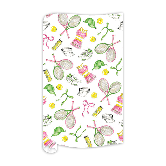 Tennis Icons Pattern Pink and Green Gift Wrap