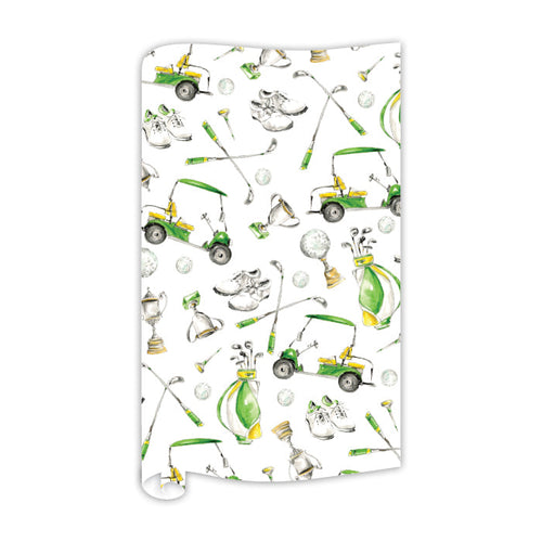 Golf Icons Pattern Blue and Green Wrapping Paper