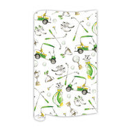 Golf Icons Pattern Blue and Green Wrapping Paper