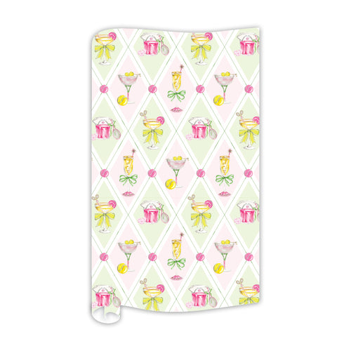 Tennis Argyle Cocktail Pattern Gift Wrap