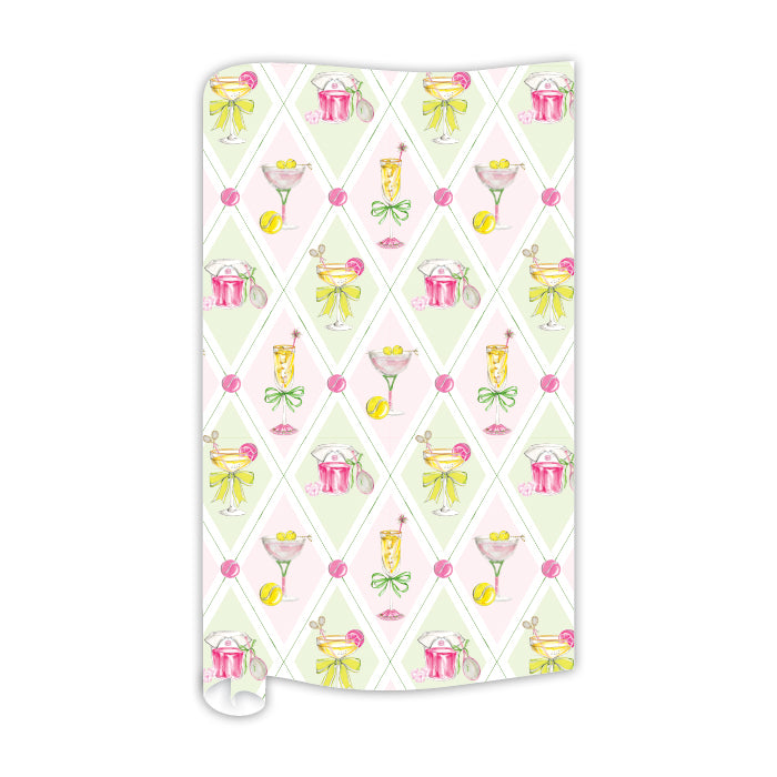 Tennis Argyle Cocktail Pattern Gift Wrap