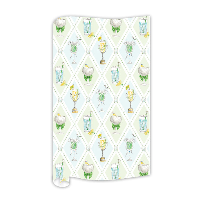 Golf Argyle Cocktail Pattern Wrapping Paper