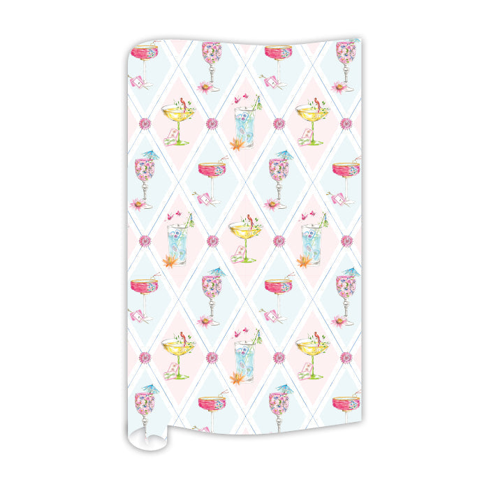 Mahjong Argyle Cocktail Pattern Wrapping Paper