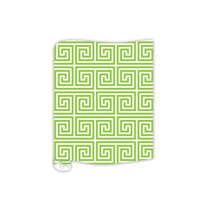 Greek Key Green Table Runner
