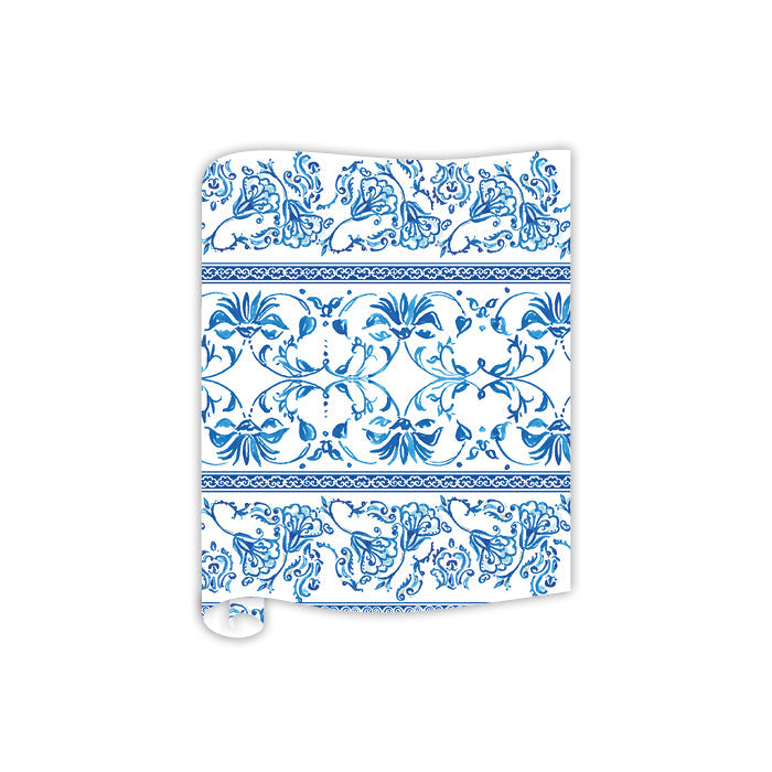 Blue Chinoiserie Stripe Table Runner